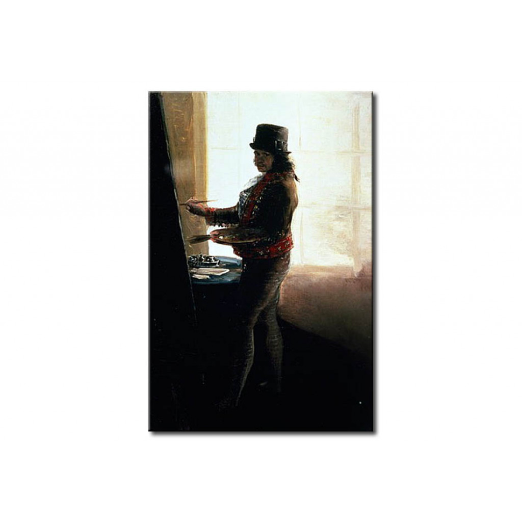 Schilderij  Francisco Goya: Self Portrait In The Studio