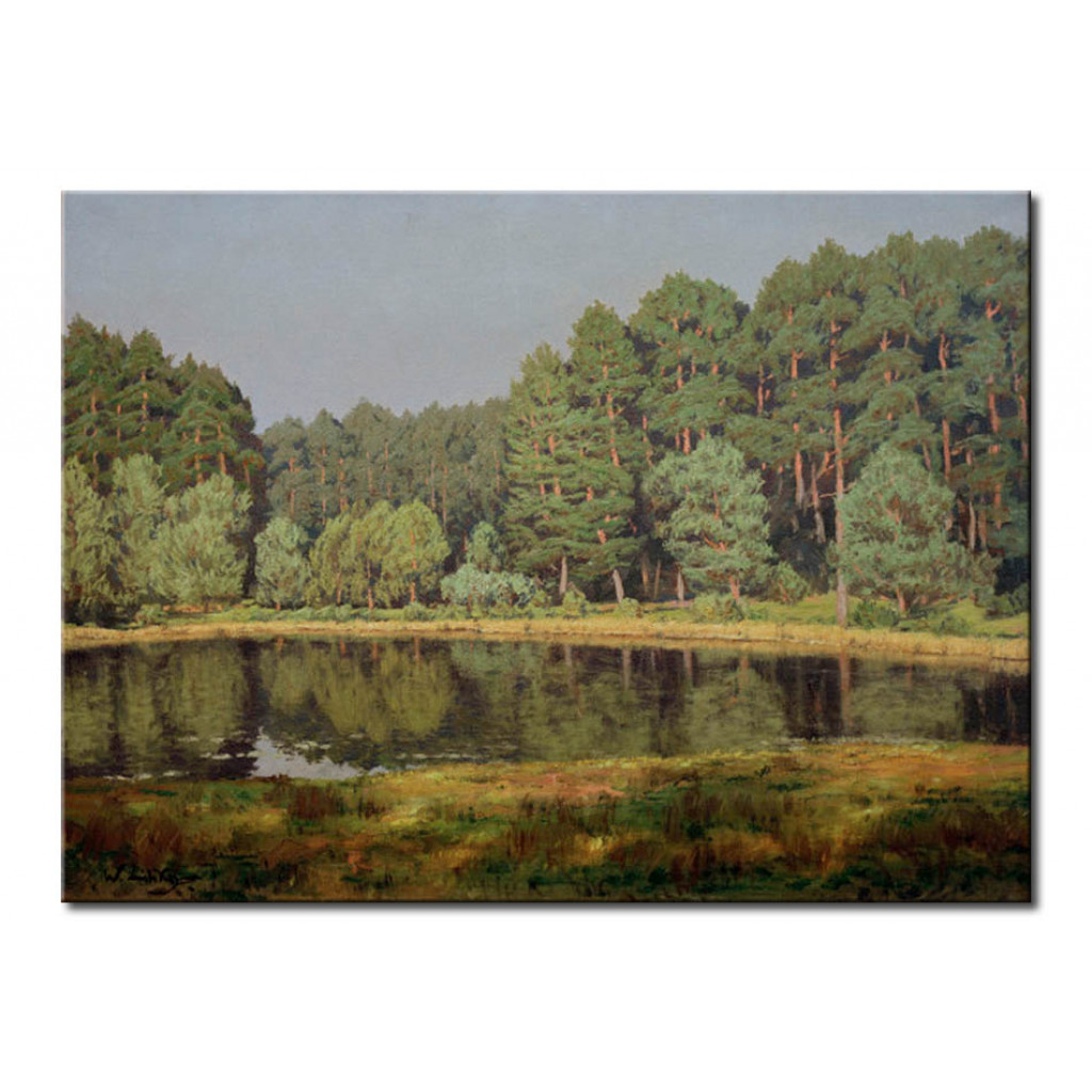Canvastavla Forest Landscape With Lake In The Brandenburg March