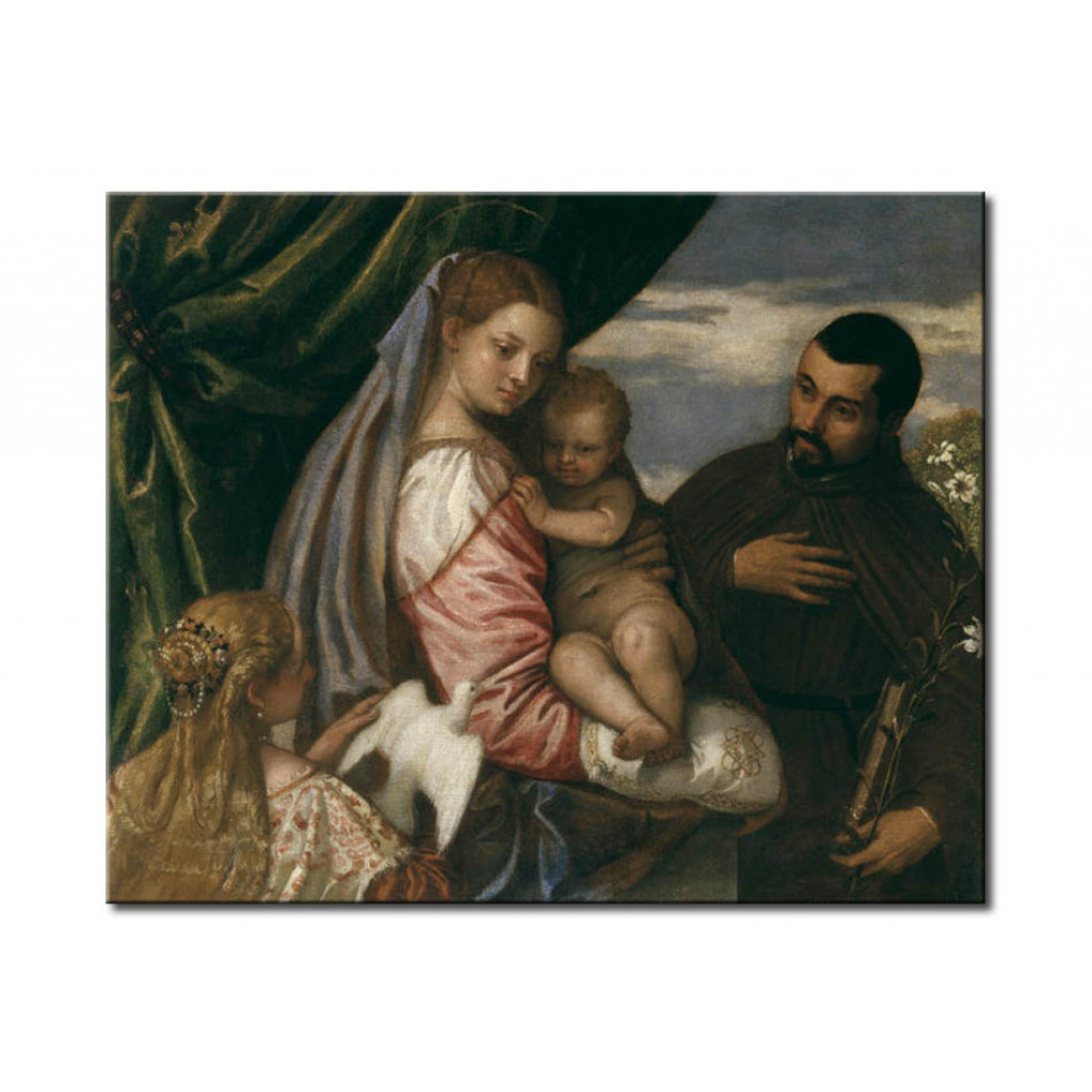Schilderij  Paolo Veronese: Mary With Child, Saint Catherine Of Alexandria And The Donour Michele Spaventi