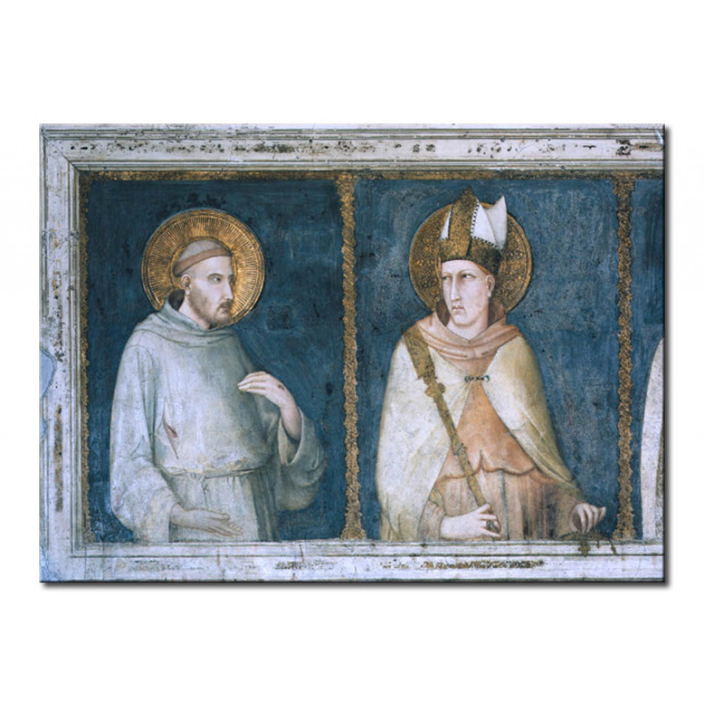 Schilderij  Simone Martini: Saints Francis, Clare, Louis Of Toulouse, Elizabeth And Louis Of France