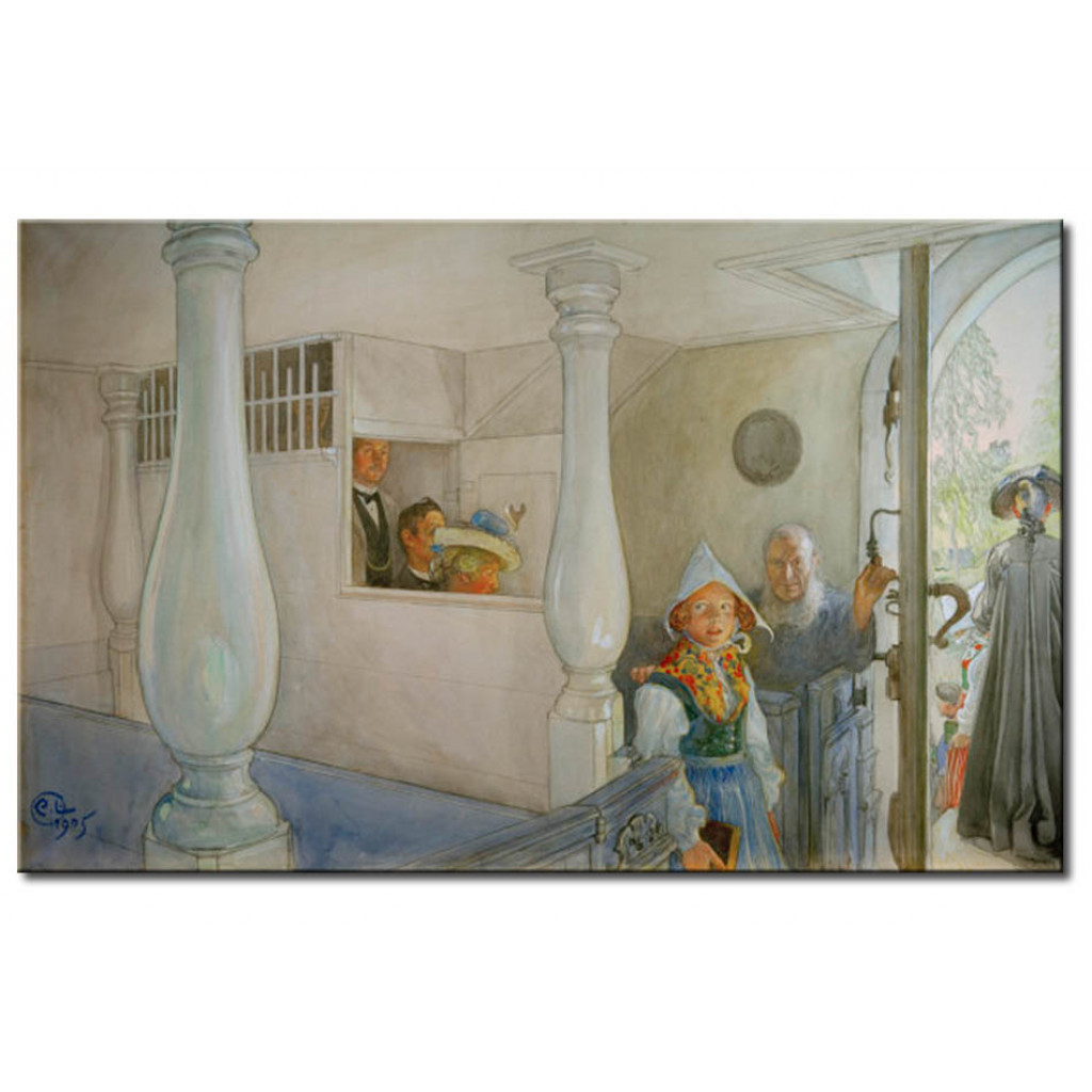 Schilderij  Carl Larsson: In Sundborns Kirche