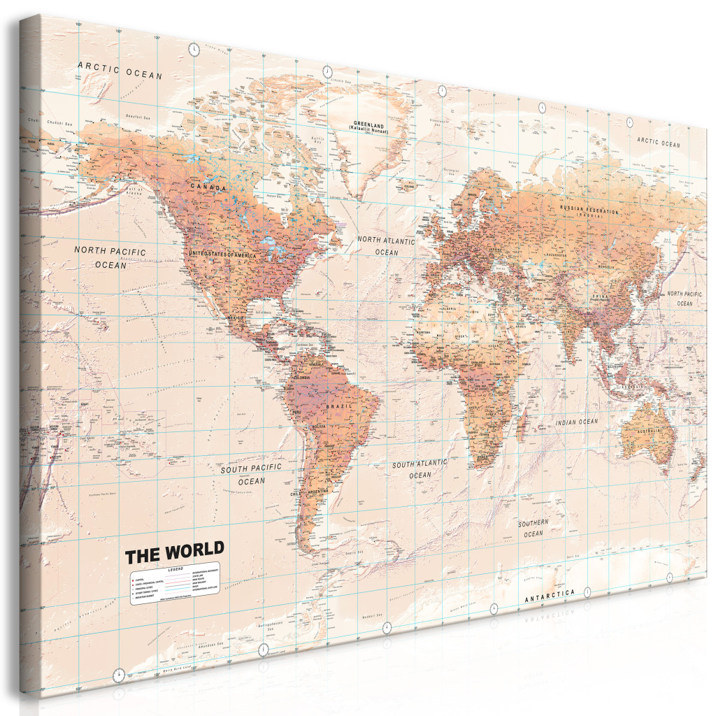 Schilderij World Map: Orange World II [Large Format]