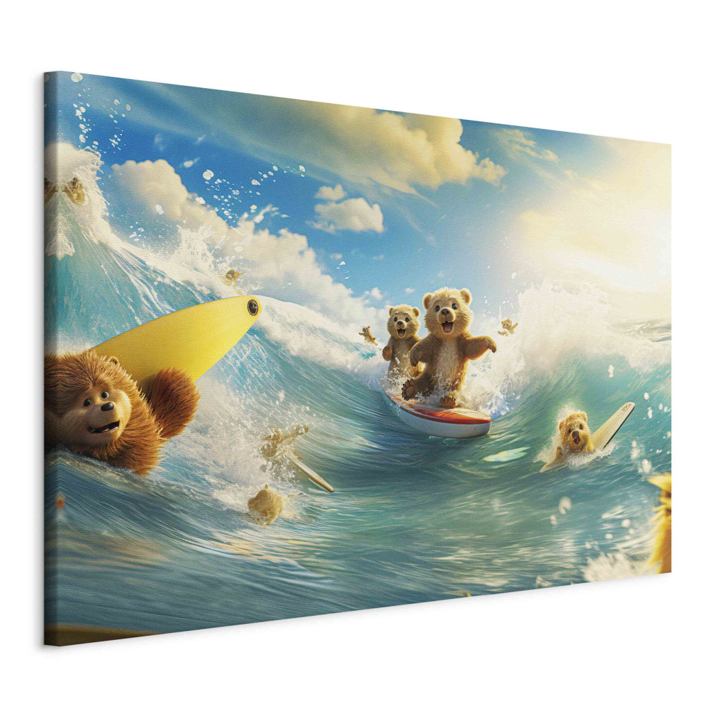 Duży Obraz XXL Pływające Zwierzaki - Letni Czas Wakacji Spędzony Surfując Na Fali [Large Format]