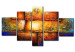 Bild auf Leinwand Glanz (5-teilig) - Blau-orangefarbene Abstraktion mit Lichteffekten 47465