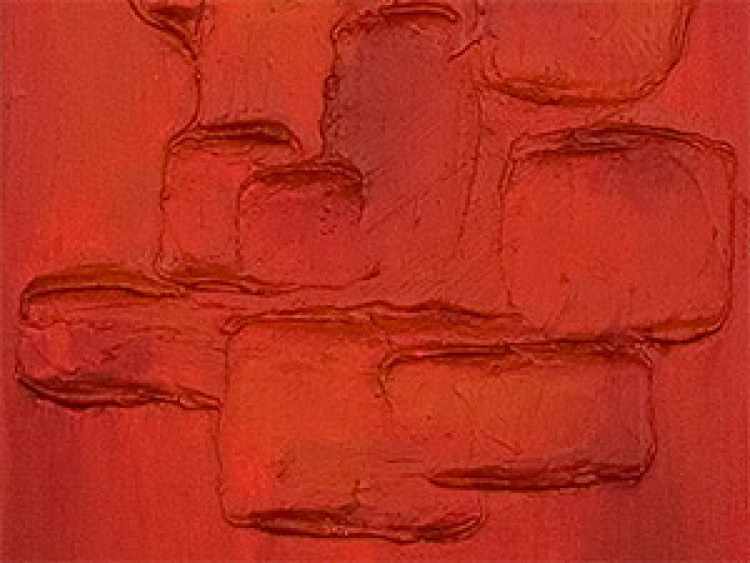 Cuadro decorativo Fantasía elegante (4 piezas) - abstracción plateada con rojo 48165 additionalImage 3