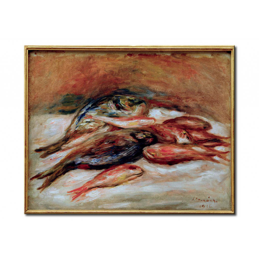Schilderij  Pierre-Auguste Renoir: Stilleben Mit Fischen