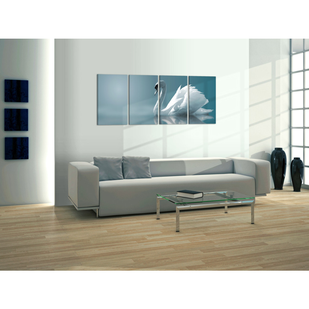 Schilderij  Vogels: Witte Zwaan - 4 Stuks