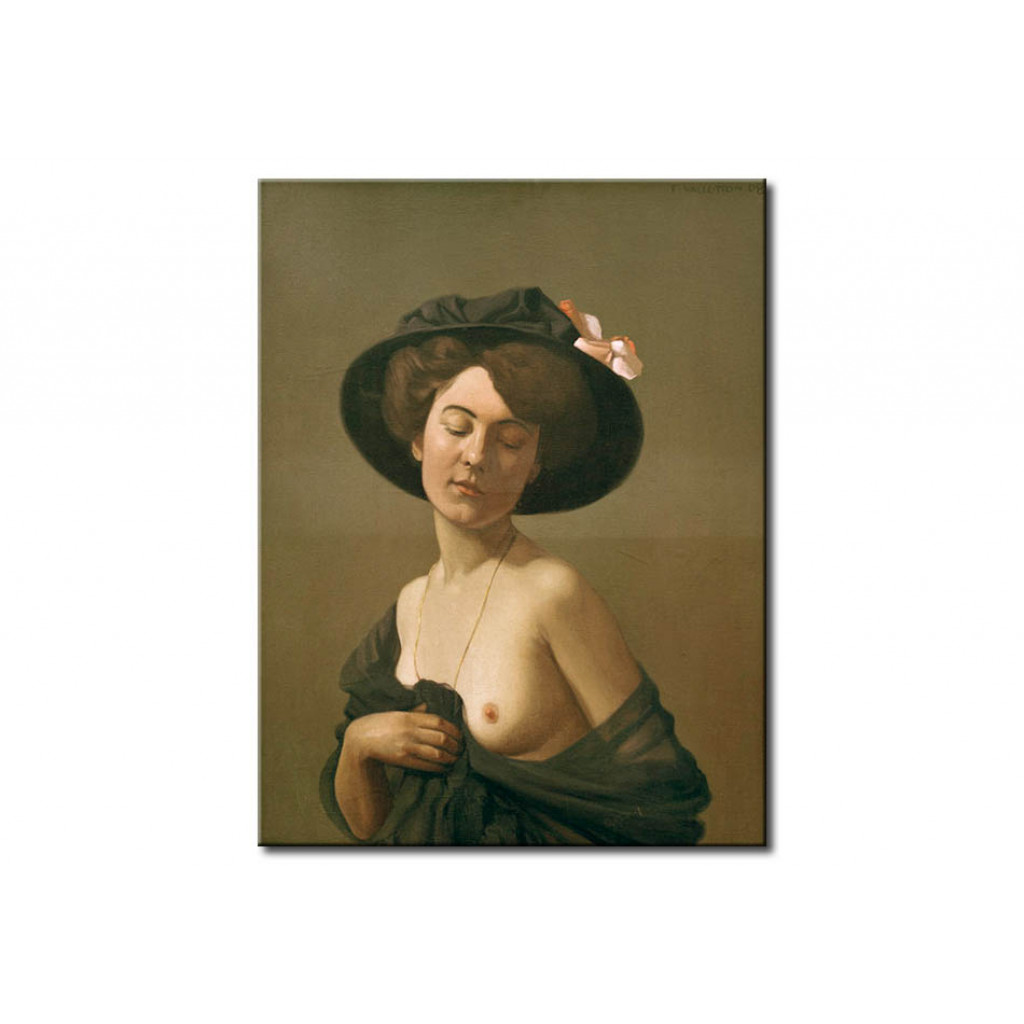 Konst Femme Drapee Dans Une Echarpe Noir, Chapeau Noir