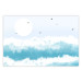 Plakat Spienione fale - mewy na tle słońca nad morską błękitną wodą oceanu 144575