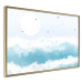 Plakat Spienione fale - mewy na tle słońca nad morską błękitną wodą oceanu 144575 additionalThumb 13
