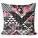 Mikrofaser Kissen Floral patchwork - geometric, black and white cutout with flowers cushions 146875