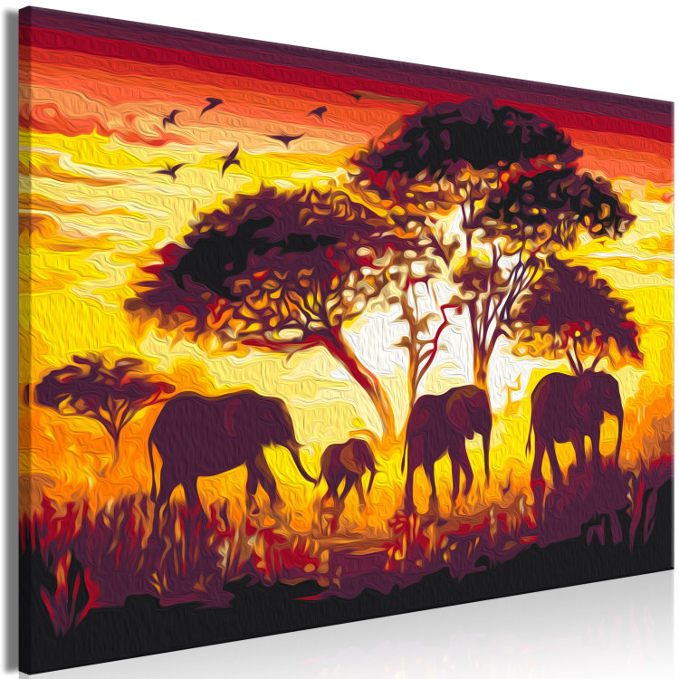 Paint by number African Savanna - Landscape of Roaming Elephants at Sunset 150375 additionalImage 5