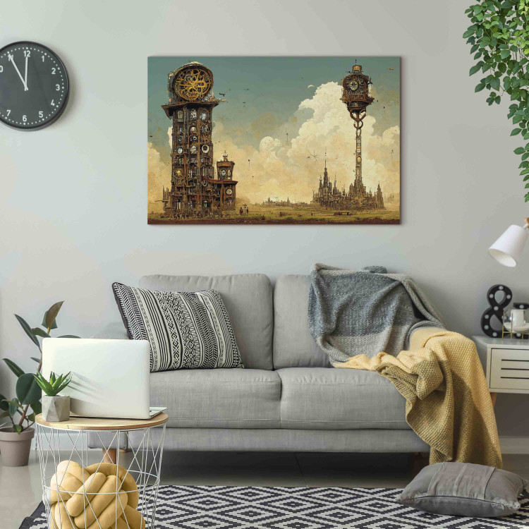Målning Vintage Clocks in the Desert - Surreal Brown Composition 151075 additionalImage 11