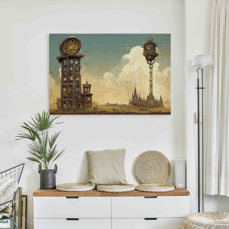 Målning Vintage Clocks in the Desert - Surreal Brown Composition 151075 additionalImage 3