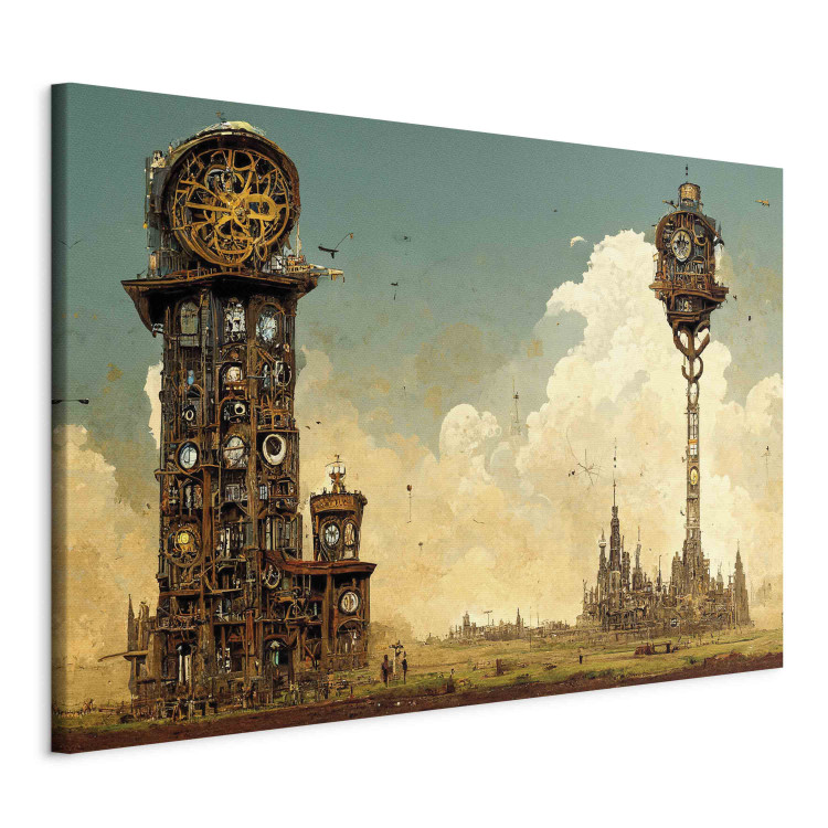 Målning Vintage Clocks in the Desert - Surreal Brown Composition 151075 additionalImage 2