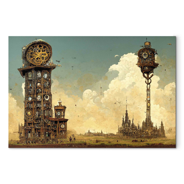 Målning Vintage Clocks in the Desert - Surreal Brown Composition 151075 additionalImage 7