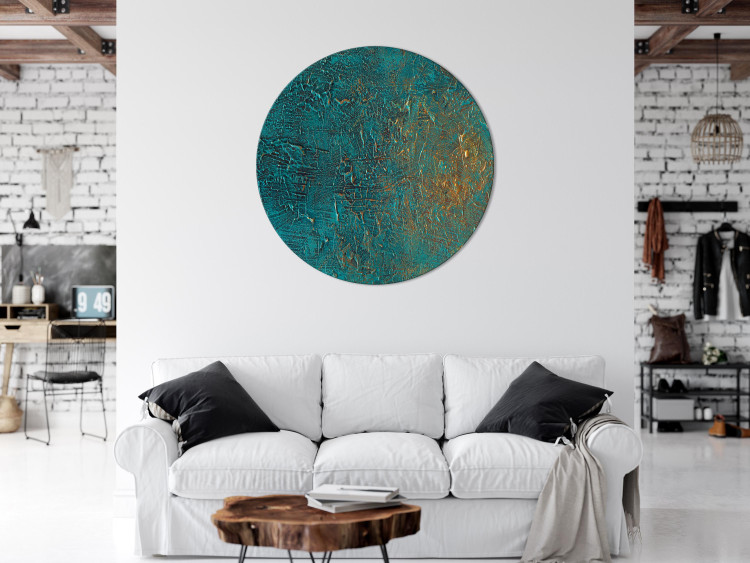 Round Canvas Azure Mirror - Dark Green Abstract With Shiny Elements 151475 additionalImage 2