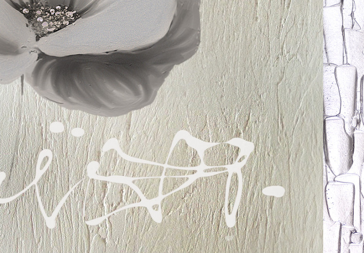 Wandbild Mohnblumen (1-teilig) - Natur in Grau mit Blumen und weißer Aufschrift 48575 additionalImage 5