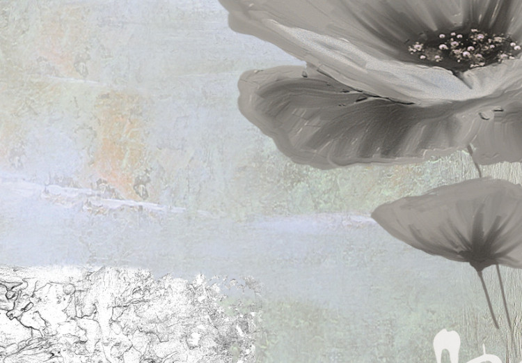 Wandbild Mohnblumen (1-teilig) - Natur in Grau mit Blumen und weißer Aufschrift 48575 additionalImage 4