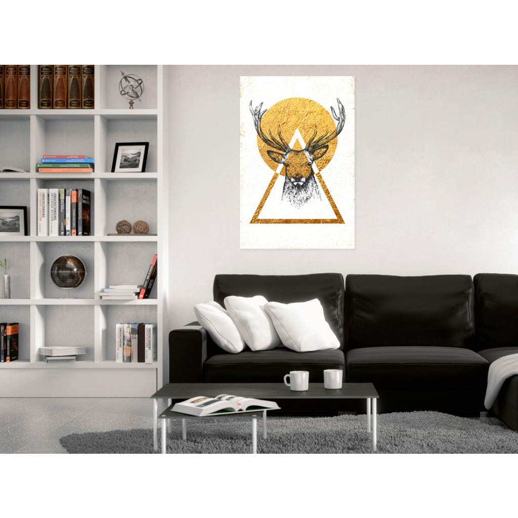 Schilderij  Minimalistische : My Home: Golden Deer