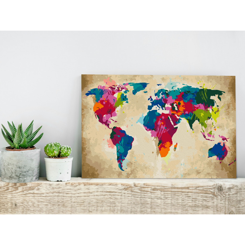 Obraz Do Malowania Po Numerach Mapa świata (kolorowa)