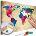 Wandbild zum Malen nach Zahlen Weltkarte bunt 107485