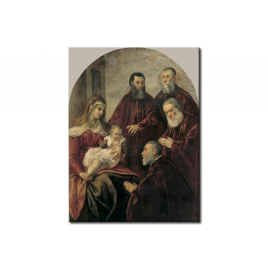 Canvastavla Madonna And Child, With Four Venetian Senators Worshipping