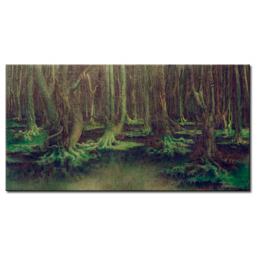Schilderij  Fernand Khnopff: Der Unheimliche Wald