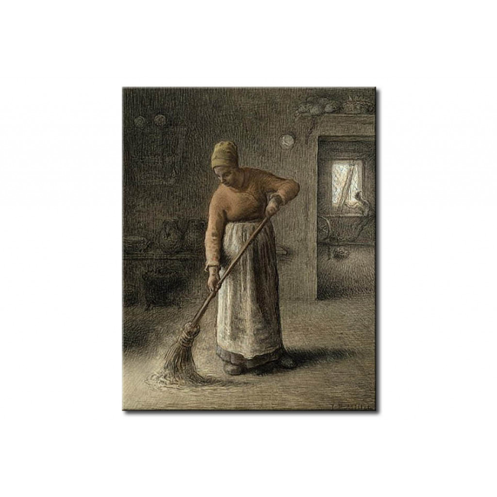 Schilderij  Jean-François Millet: A Farmer's Wife Sweeping