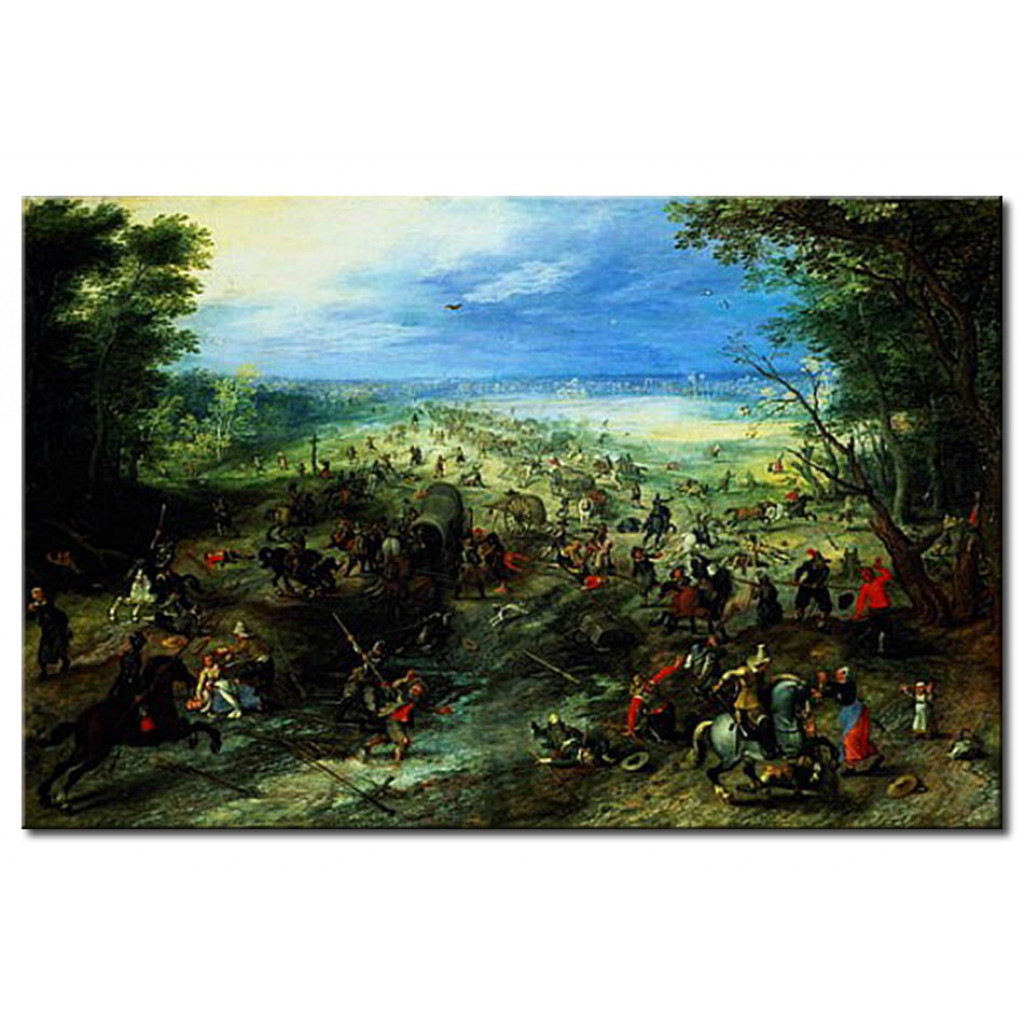 Schilderij  Jan Brueghel De Oudere: Raid On A Caravan Of Wagons