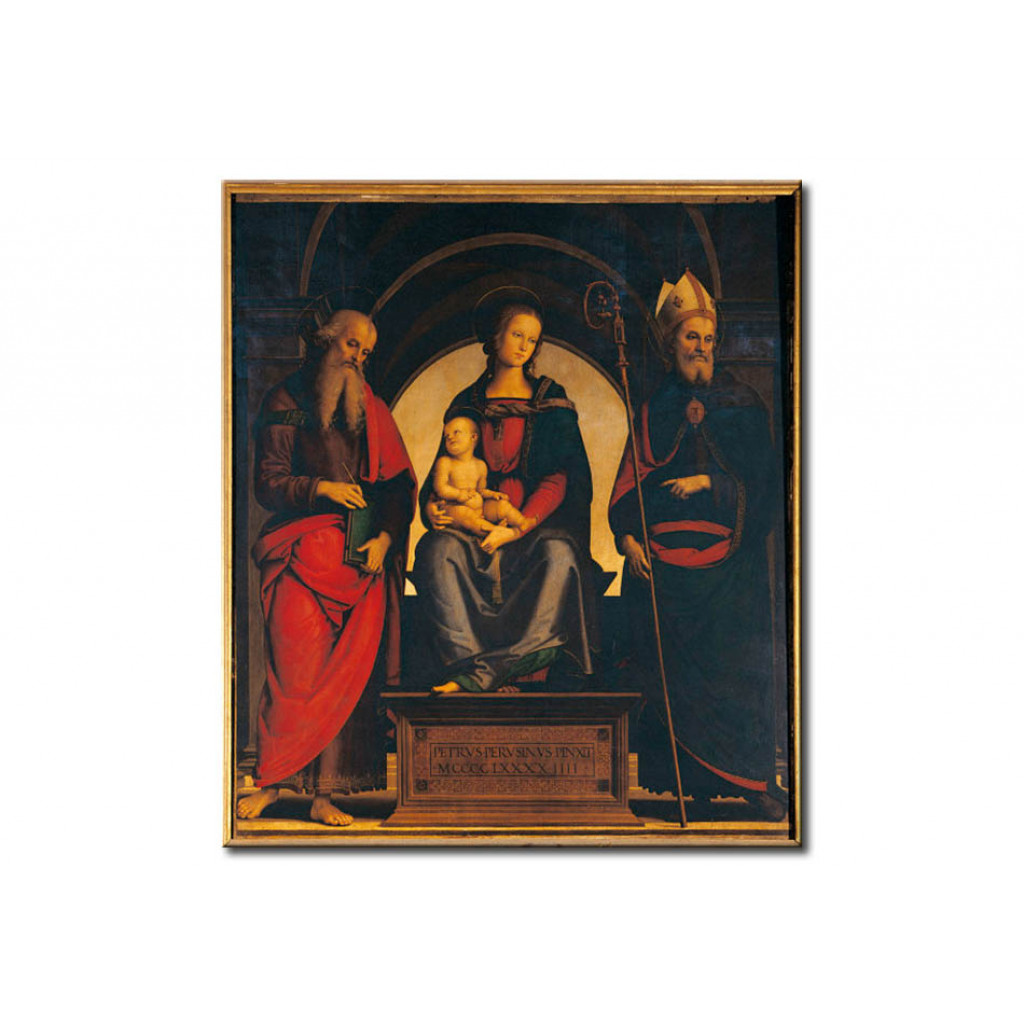 Schilderij  Pietro Perugino: Madonna And Child With St.James And St.Augustine