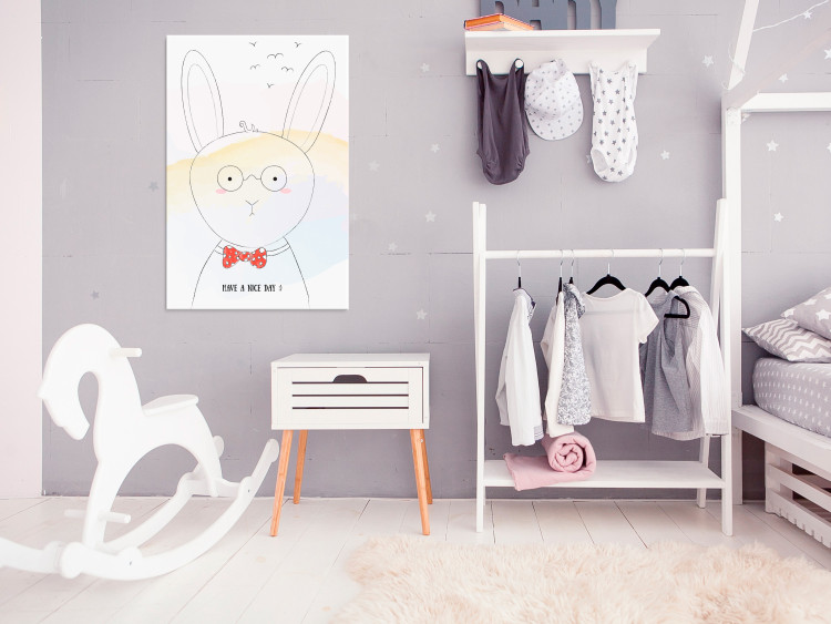 Canvas Art Print Have a nice day - cute illustration for kids with lettering and rabbit 122885 additionalImage 3