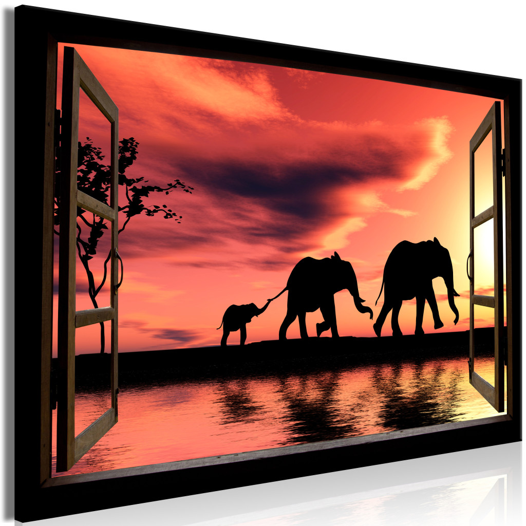 Schilderij Evening Elephant Walk [Large Format]