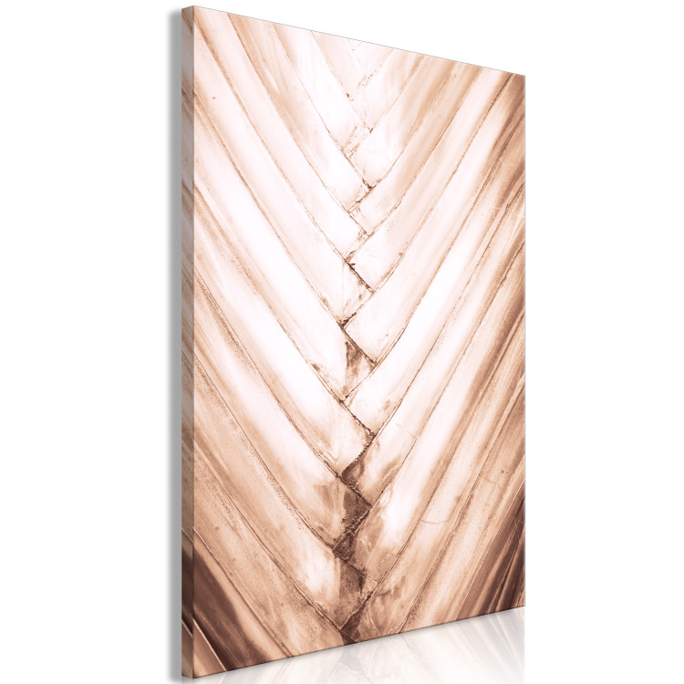 Canvas Art Print Slim leaves - Structure of a dry palm leaf in a delicate bronze 135285 additionalImage 2