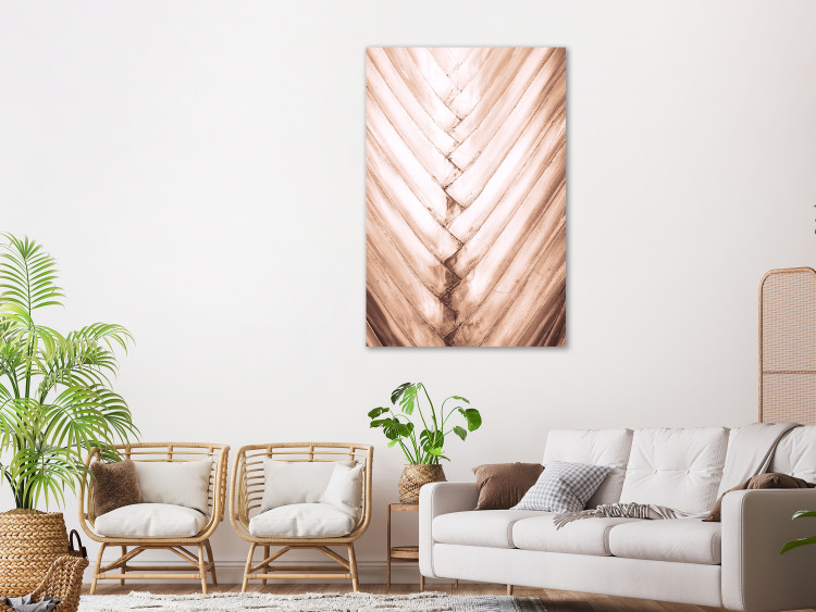 Canvas Art Print Slim leaves - Structure of a dry palm leaf in a delicate bronze 135285 additionalImage 3