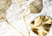 Carta da parati Autunno in oro - modello autunnale con foglie di tiglio oro ricoperte di frutta di Lunaria nelle sfumature del seppia 135485 additionalThumb 3