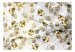 Carta da parati Autunno in oro - modello autunnale con foglie di tiglio oro ricoperte di frutta di Lunaria nelle sfumature del seppia 135485 additionalThumb 1