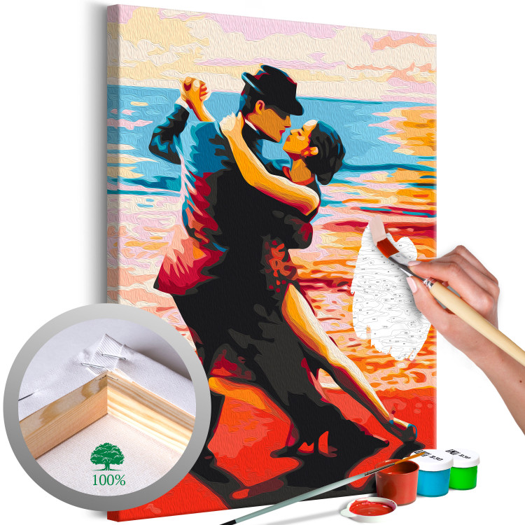 Wandbild zum Ausmalen Passionate Tango - Couple in Love Dancing in the Background of the Sea 144085