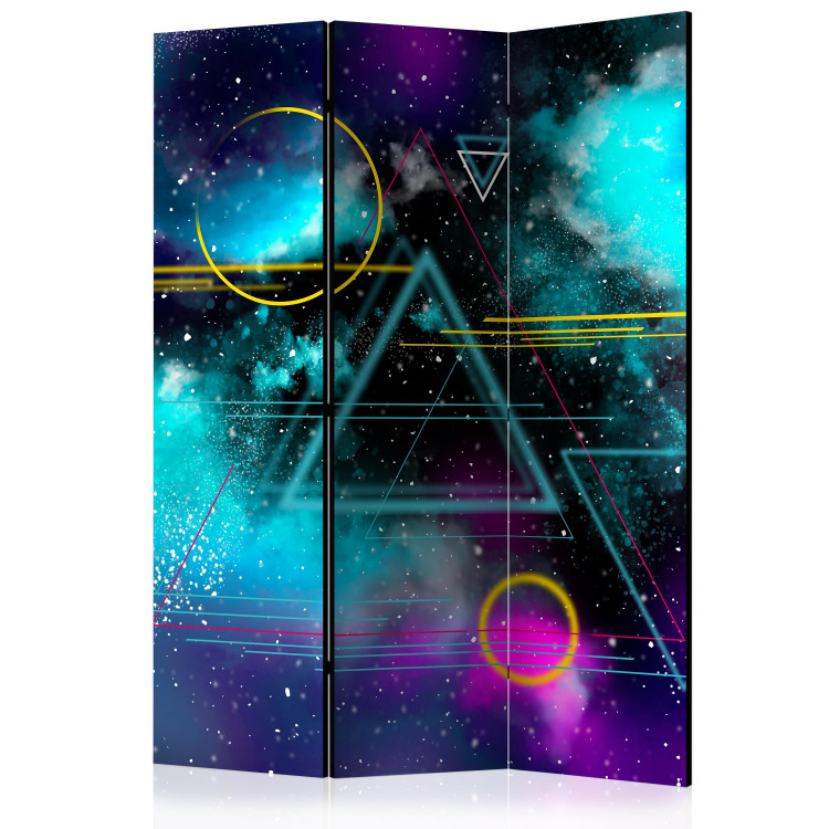 Room Divider Cosmonaut’s Desktop - Graphics Depicting Geometric Shapes and the Galaxy