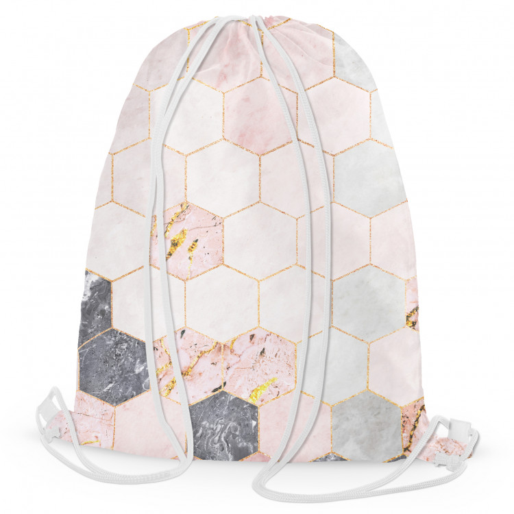 Mochila Marble hexagons - a marble glamour composition with golden pattern 147485