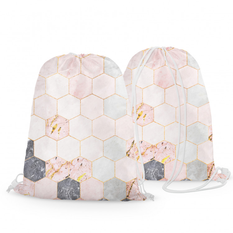 Mochila Marble hexagons - a marble glamour composition with golden pattern 147485 additionalImage 3