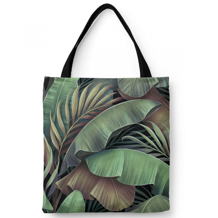 Shoppingväska The face of leaves - a green-brown composition inspired by nature 147585