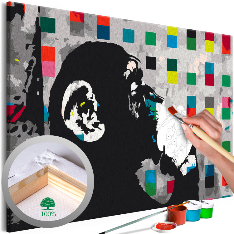 Paint by number Pensive Monkey - Banksy’s Mural Among Colorful Squares 149785