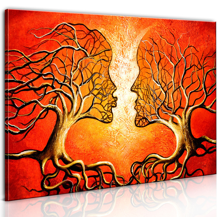 Quadro Beijo Apaixonado (1 peça) - Abstração com casal e motivo de árvore 46885 additionalImage 2