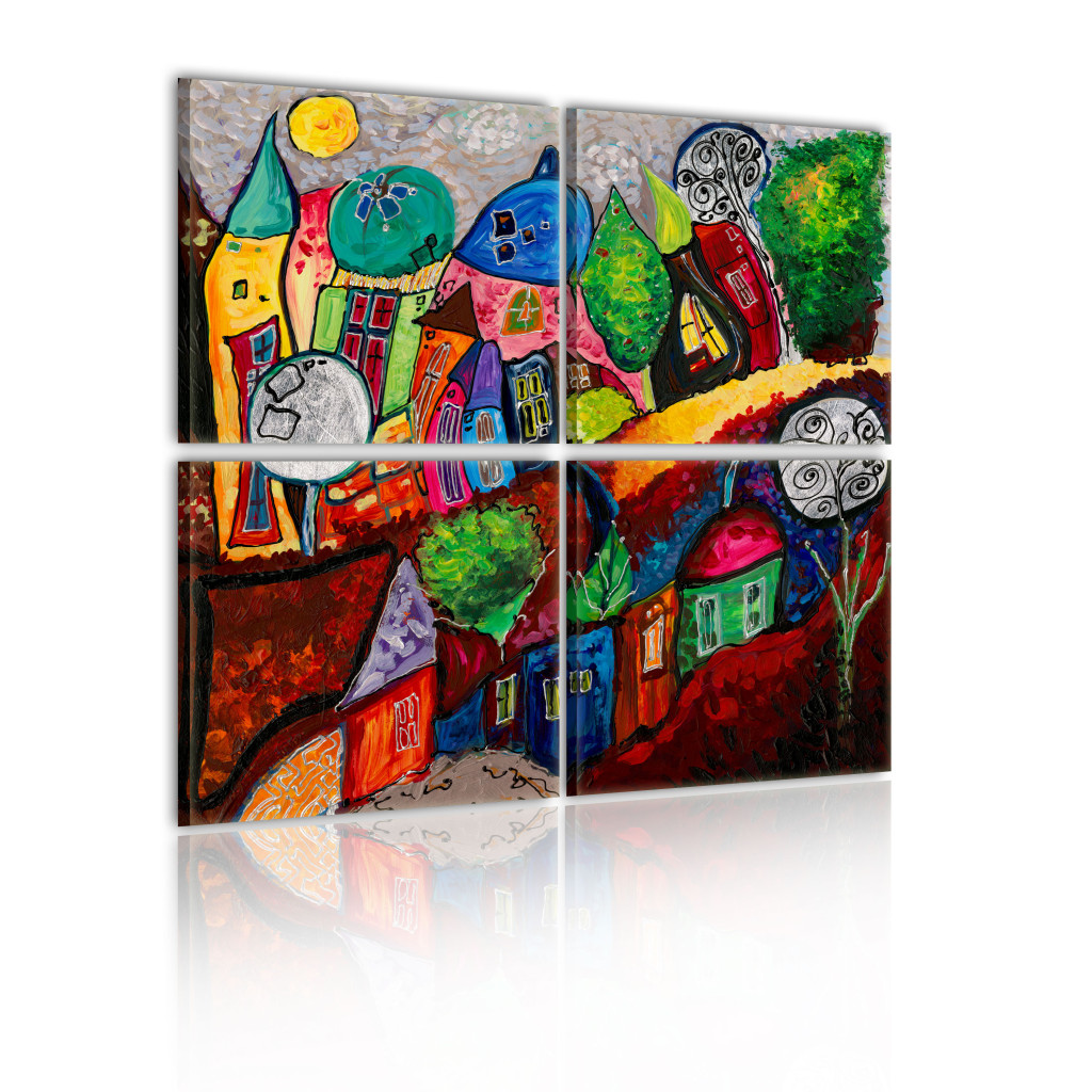 Schilderij  Voor Kinderen: Kleurrijke Stad