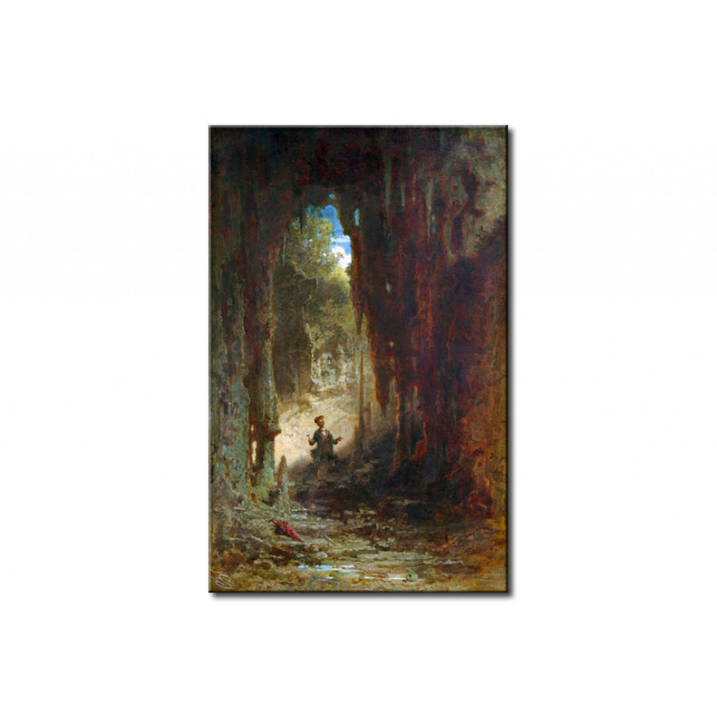 Schilderij  Carl Spitzweg: Der Mineraloge In Der Grotte