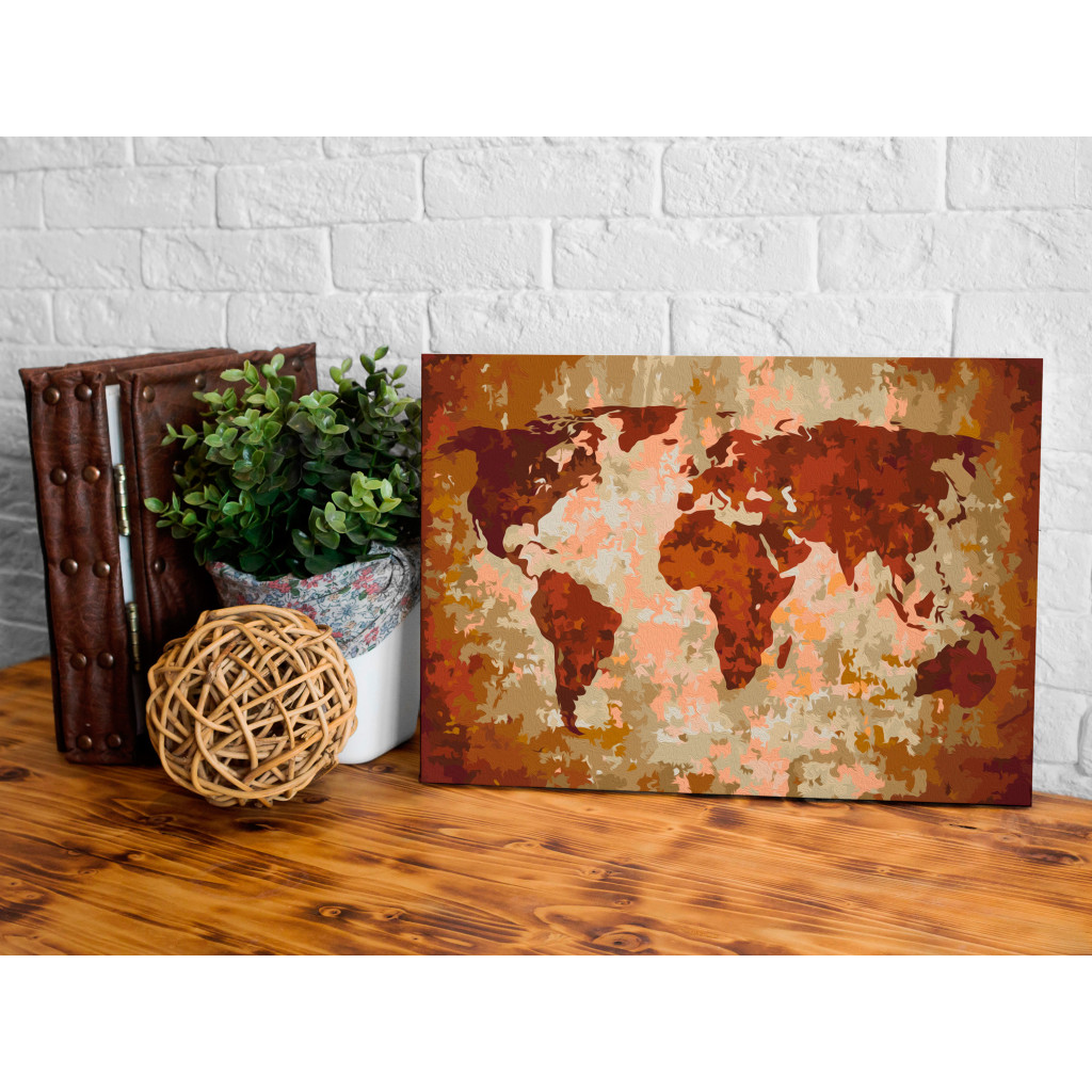 Måla Med Siffror World Map (Earth Colours)