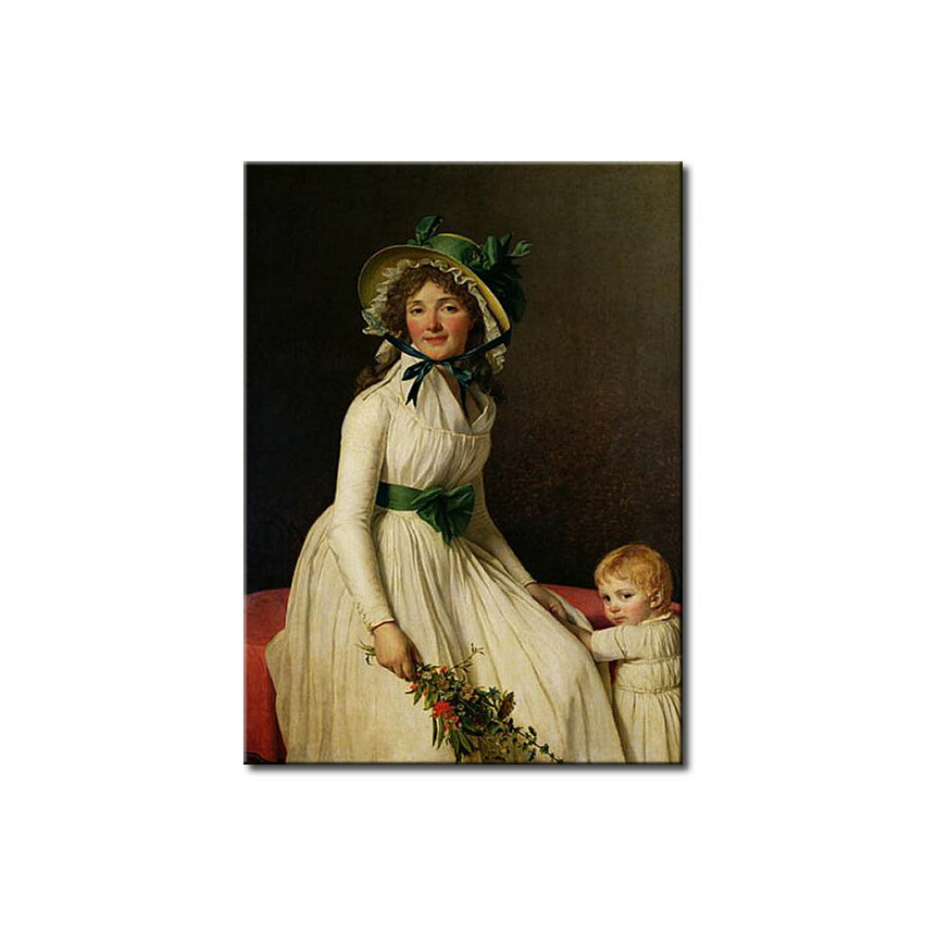 Schilderij  Jacques-Louis David: Madame Pierre Seriziat (nee Emilie Pecoul) With Her Son, Emile (b.