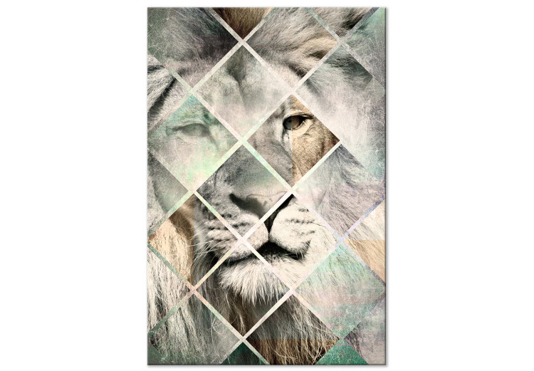 Canvas Lion on the Chessboard (1 Part) Vertical