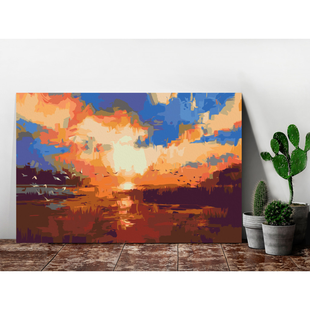 Obraz Do Malowania Po Numerach Zachód Słońca Nad Jeziorem